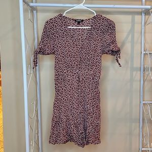 Express Size Small polka dot button up dress with sleeve and belt ties.